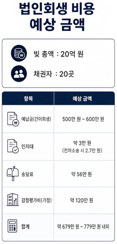 법인회생 비용 수임료, 실전 예시로 비용 산출하기