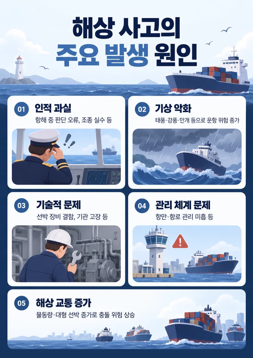 해상사고의 주요 발생 원인 정리합니다